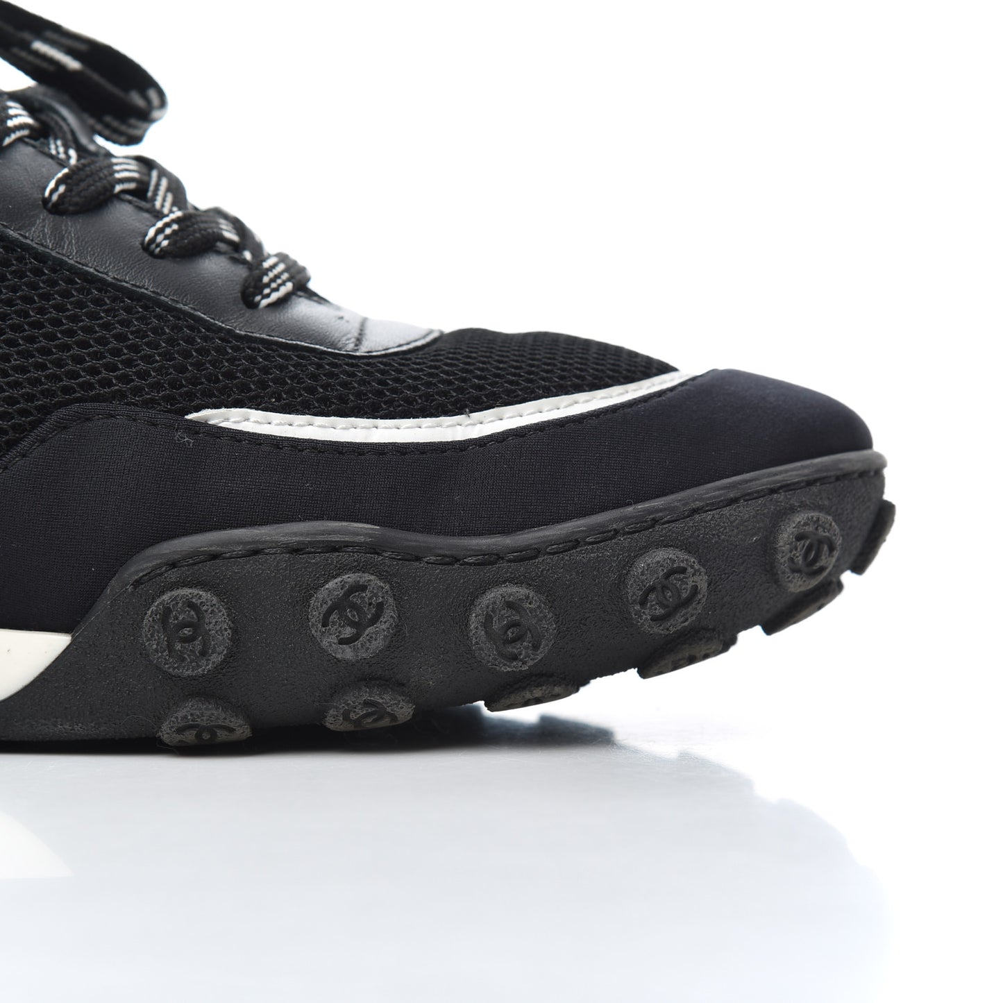 Calfskin Mesh Lycra Sneakers 39 Black