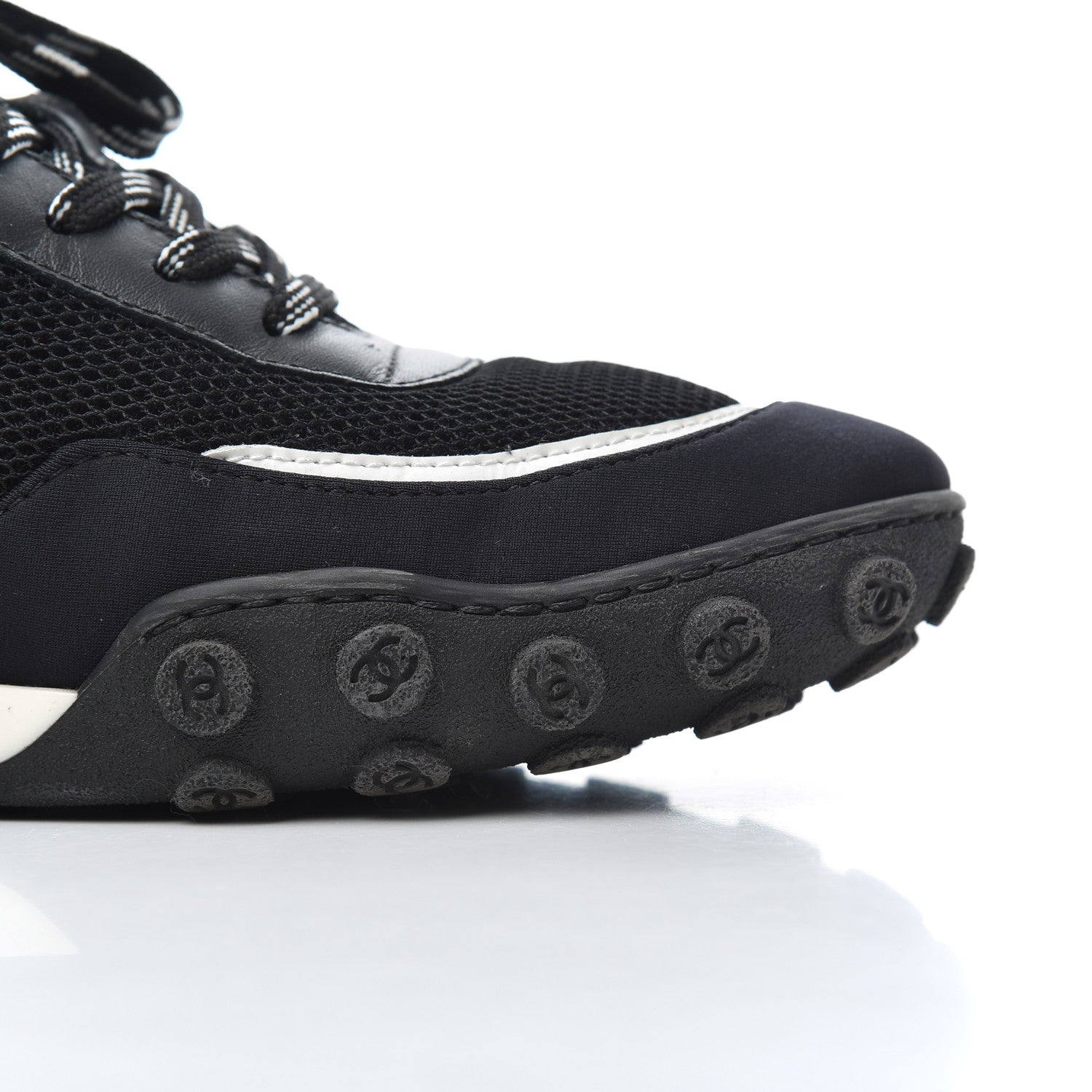 Chanel Calfskin Mesh Lycra Sneakers 39 Black 14 of 22