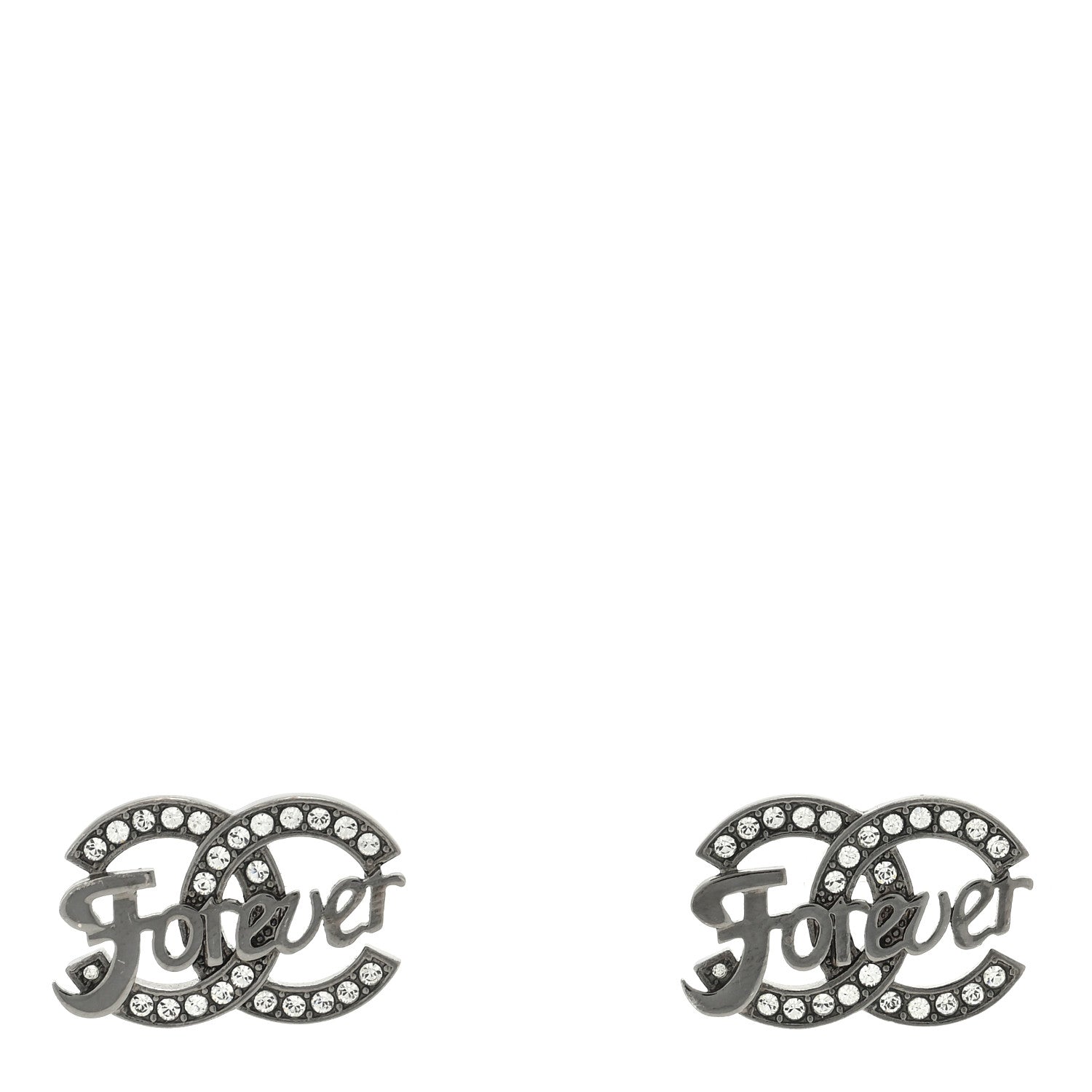 Chanel Crystal CC Forever Earrings Ruthenium 1 of 4