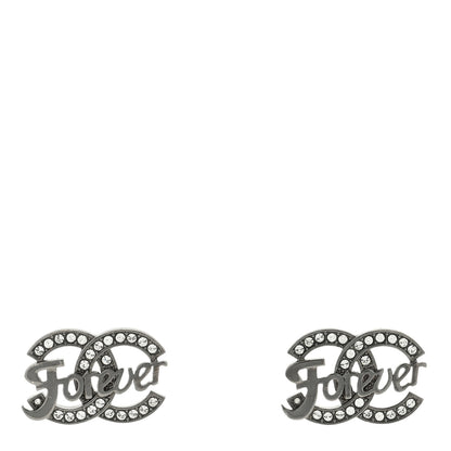 Chanel Crystal CC Forever Earrings Ruthenium 1 of 4