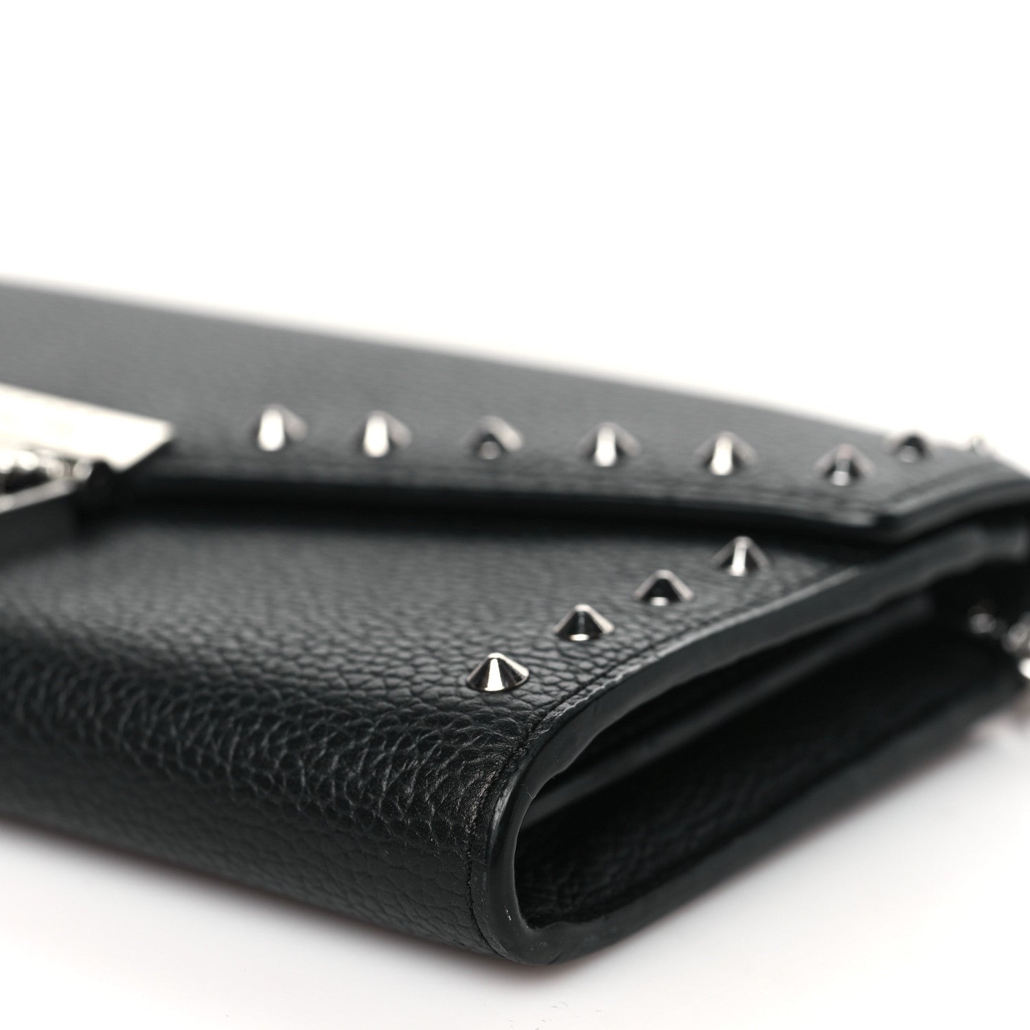 MCM Grained Calfskin Studded Large Patricia Wallet On Chain Black 10 of 11