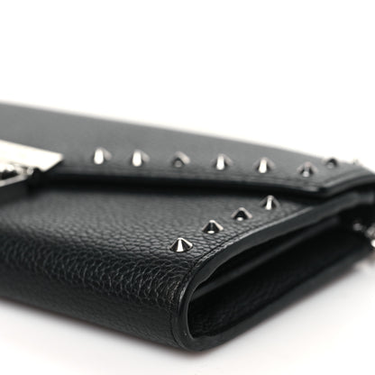 MCM Grained Calfskin Studded Large Patricia Wallet On Chain Black 10 of 11