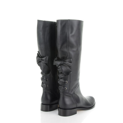 Valentino Garavani Soft Nappa Ascot Ribbon Lace-Up Riding Boots 40 Black 4 of 8