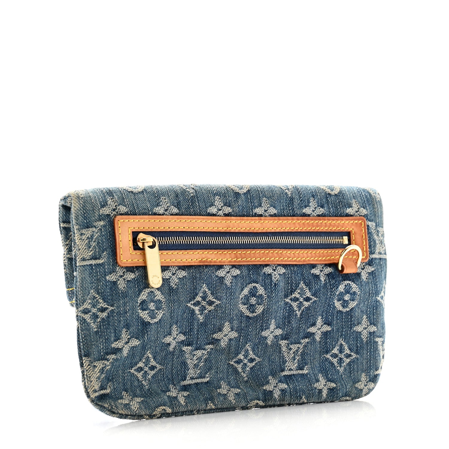Louis Vuitton Monogram Denim Pochette Plat Clutch Blue 3 of 10