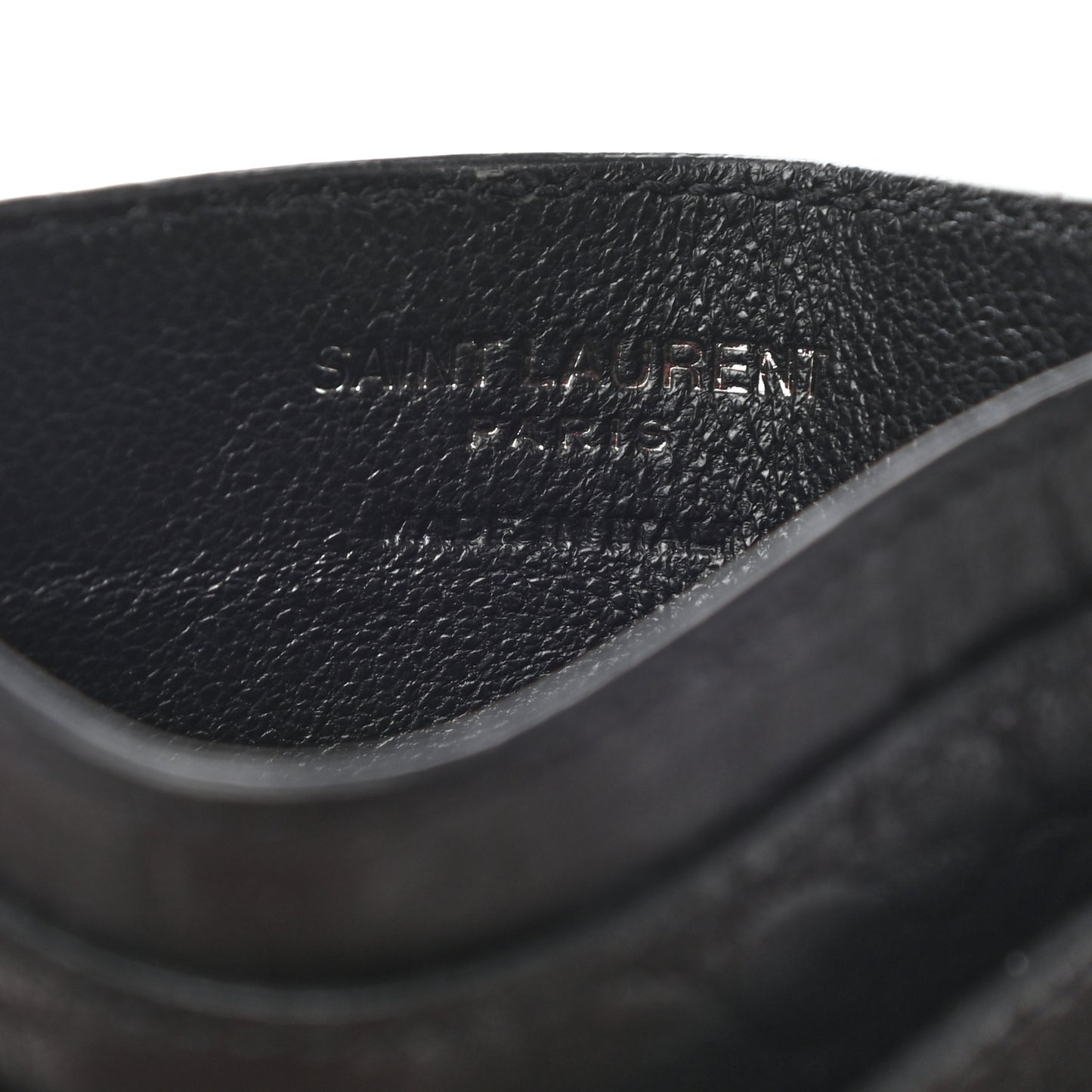 Calfskin Crocodile Embossed Monogram Credit Card Case Black