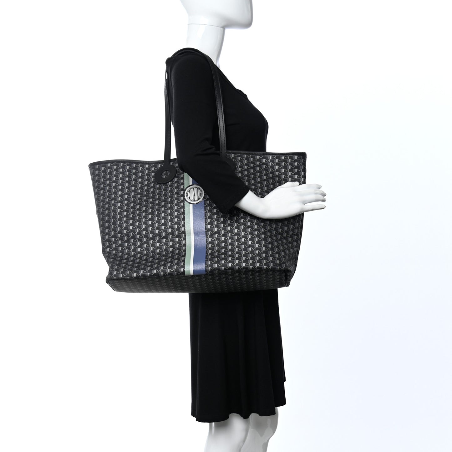 Grained Calfskin Canvas 1920 Oh! Tote Ruban GM Carbon Silver