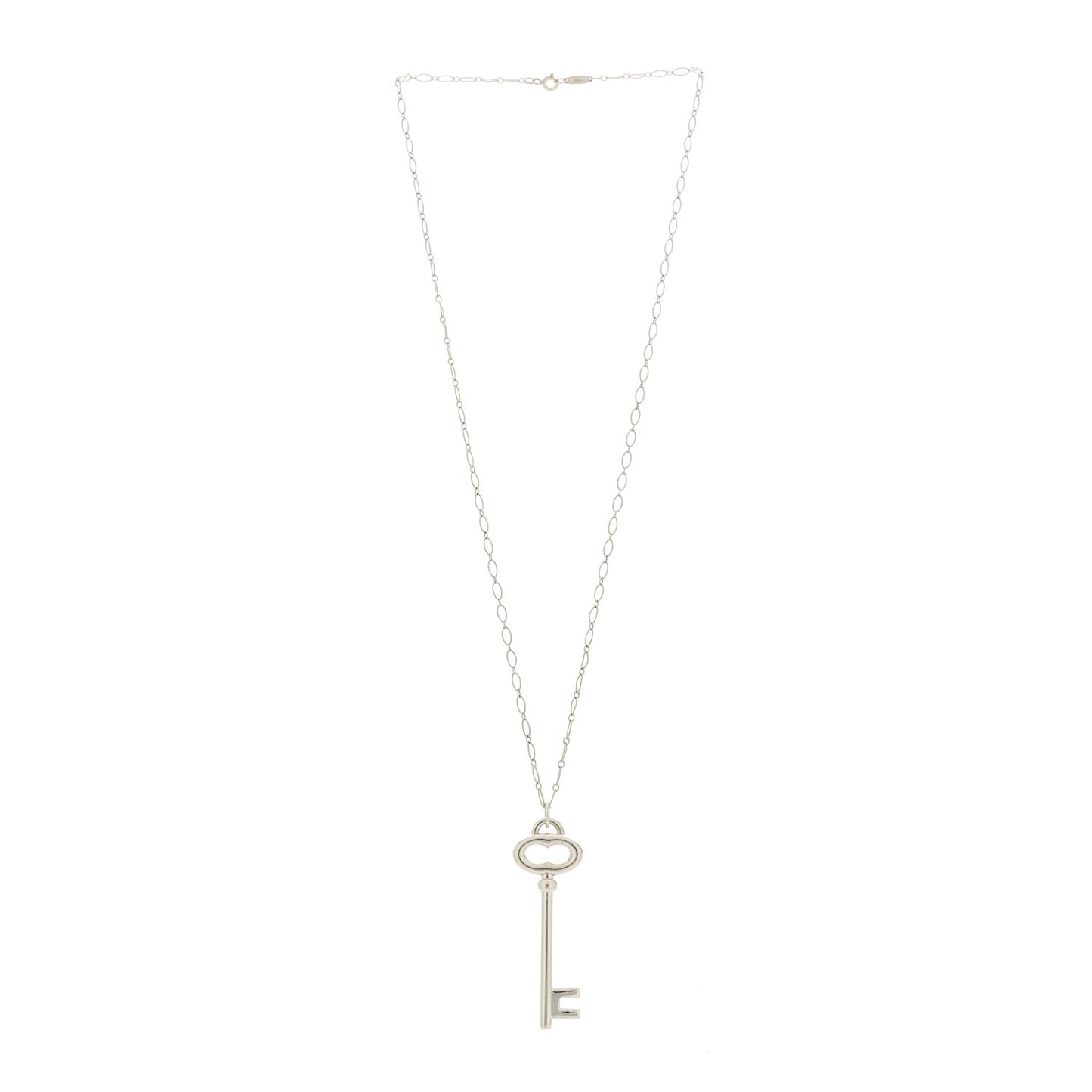 Sterling Silver Oval Key Pendant Necklace