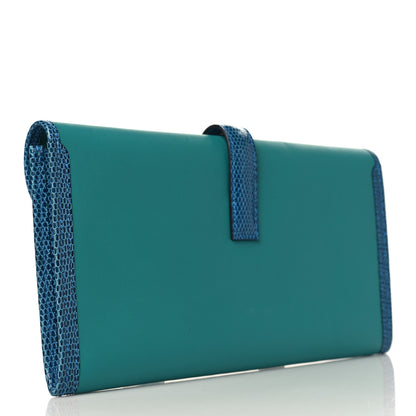 Hermes Swift Lizard Jige Elan Touch 29 Clutch Bleu Paon Mykonos 3 of 9