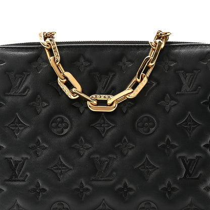 Louis Vuitton Lambskin Embossed Monogram Coussin PM Black 7 of 9