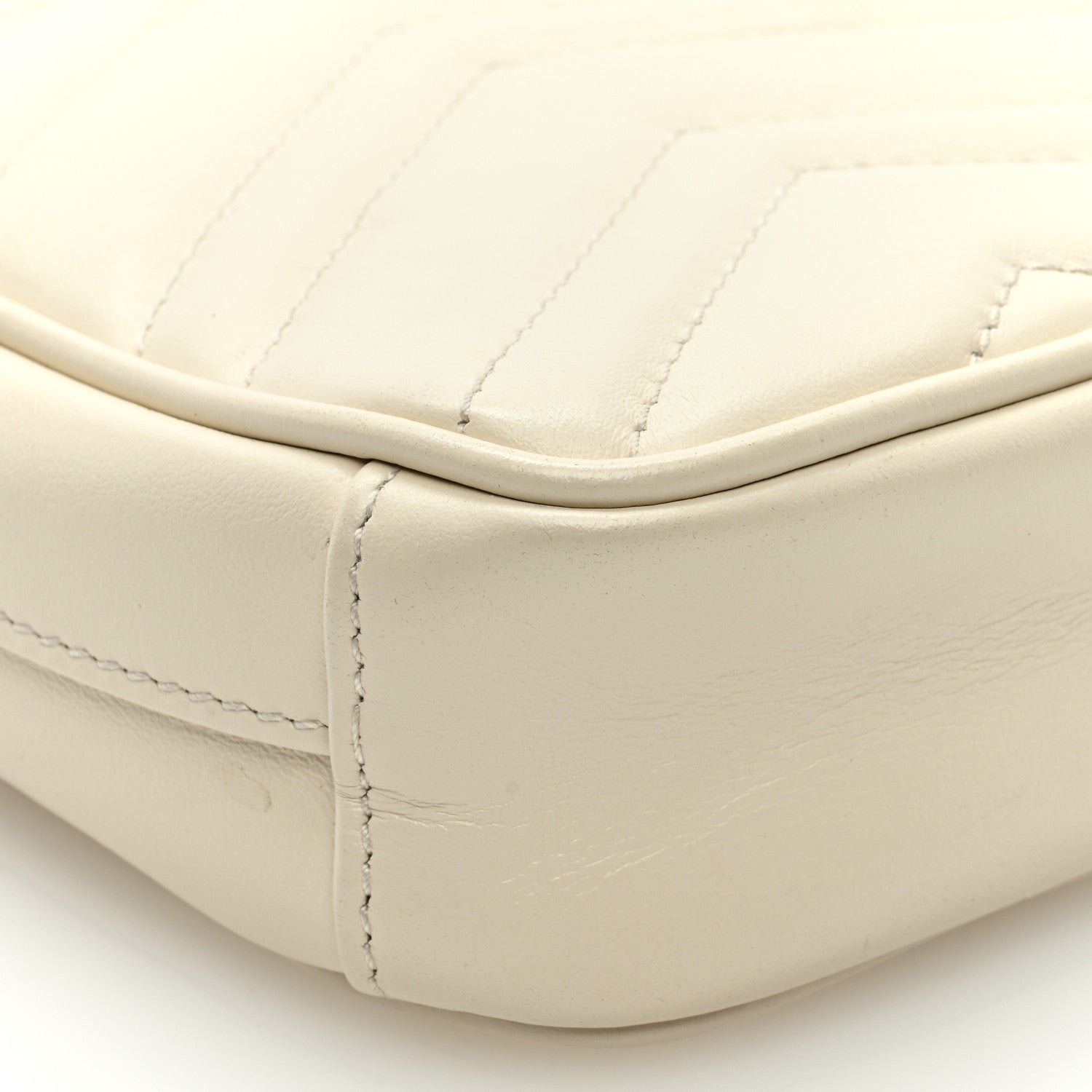 Gucci Calfskin Matelasse Mini GG Marmont Crossbody Bag White 6 of 7