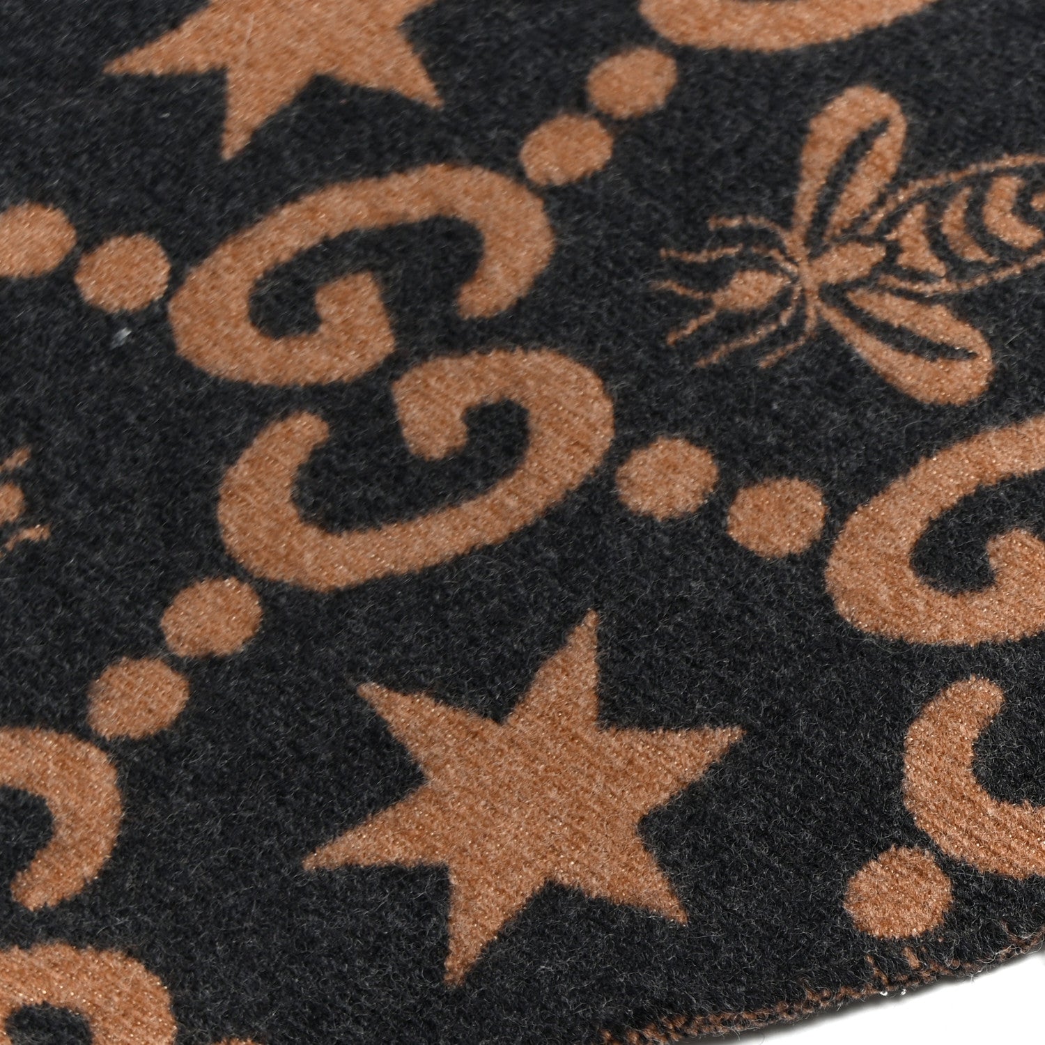 Gucci Wool Silk GG Monogram Fly Constellation Scarf Brown Black 5 of 5