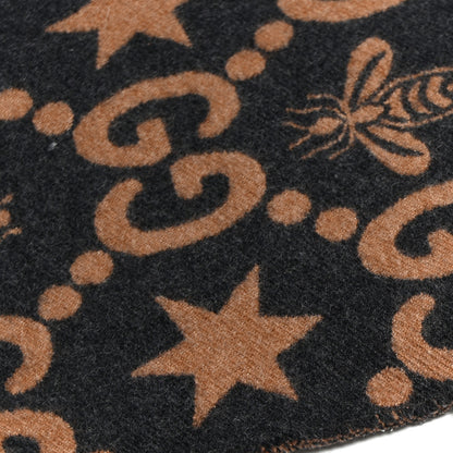 Gucci Wool Silk GG Monogram Fly Constellation Scarf Brown Black 5 of 5