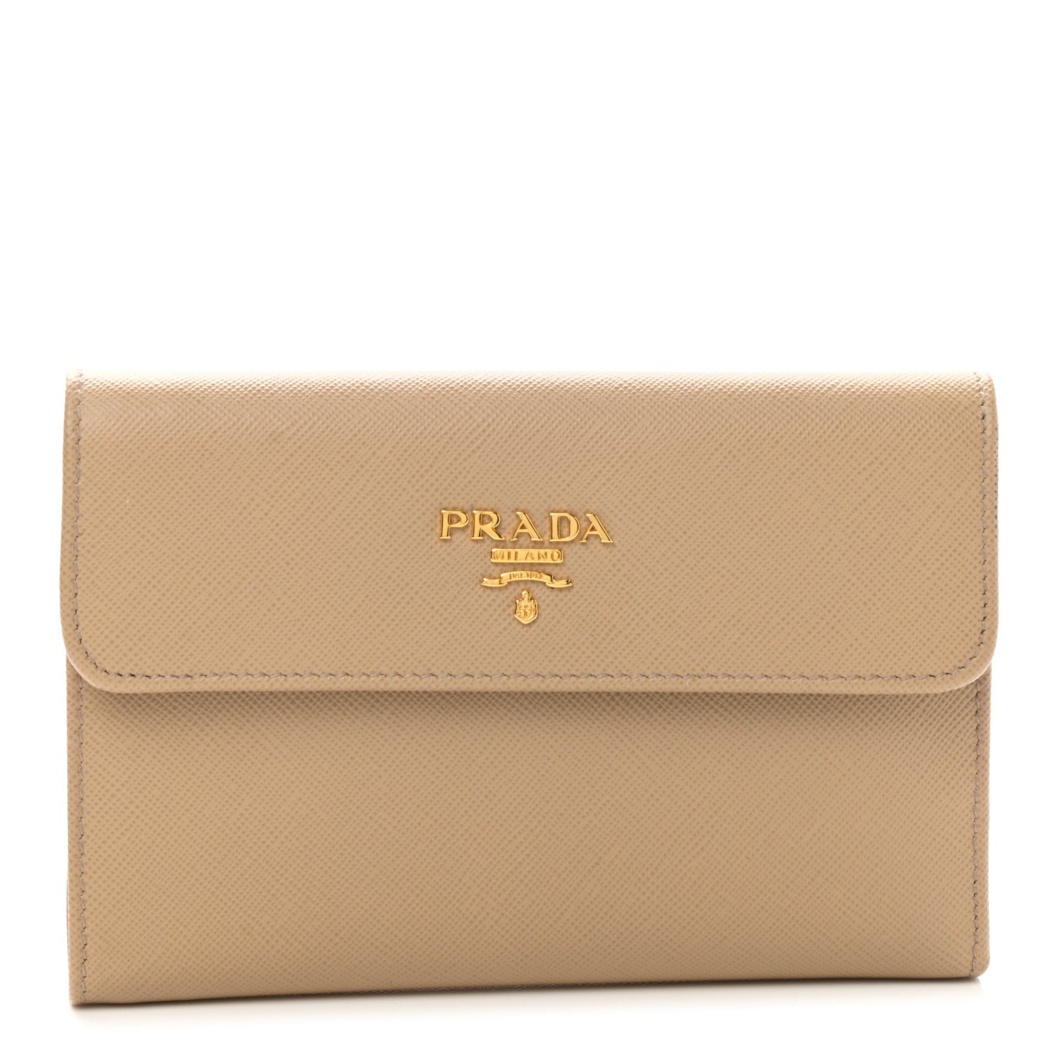 Prada Saffiano Metal Flap Wallet Sabbia Cammeo Orchidea 1 of 7