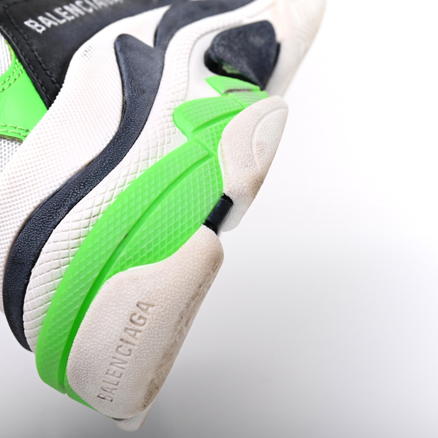 Balenciaga Fabric Mesh Womens Triple S Sneakers 37 White Green Fluo Black 11 of 13