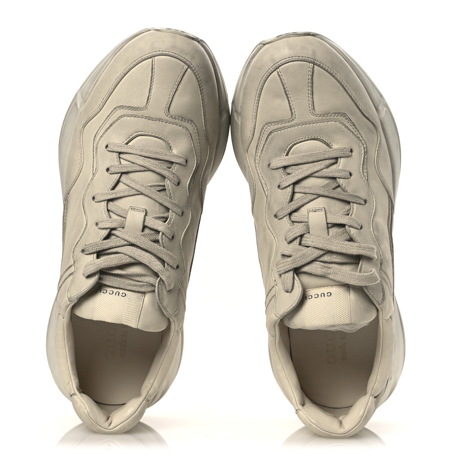 Gucci Soft Calfskin Mens Rhyton Sneakers 11.5 Ivory 2 of 15