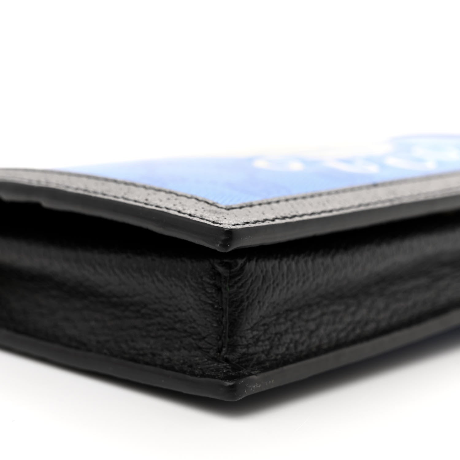 Gucci X ADIDAS Monogram Textured Dollar Calfskin Trefoil Embossed Wallet On Chain Blue 8 of 11