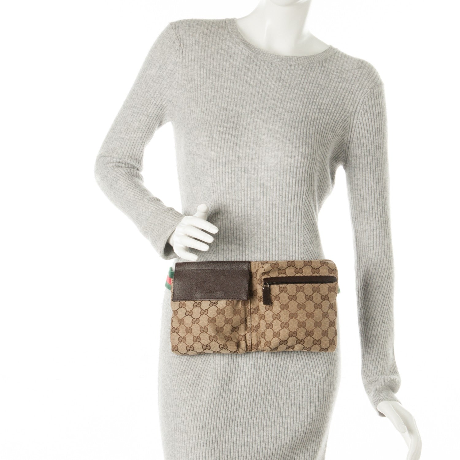 Gucci GG Monogram Double Pocket Belt Bag Dark Brown 2 of 8