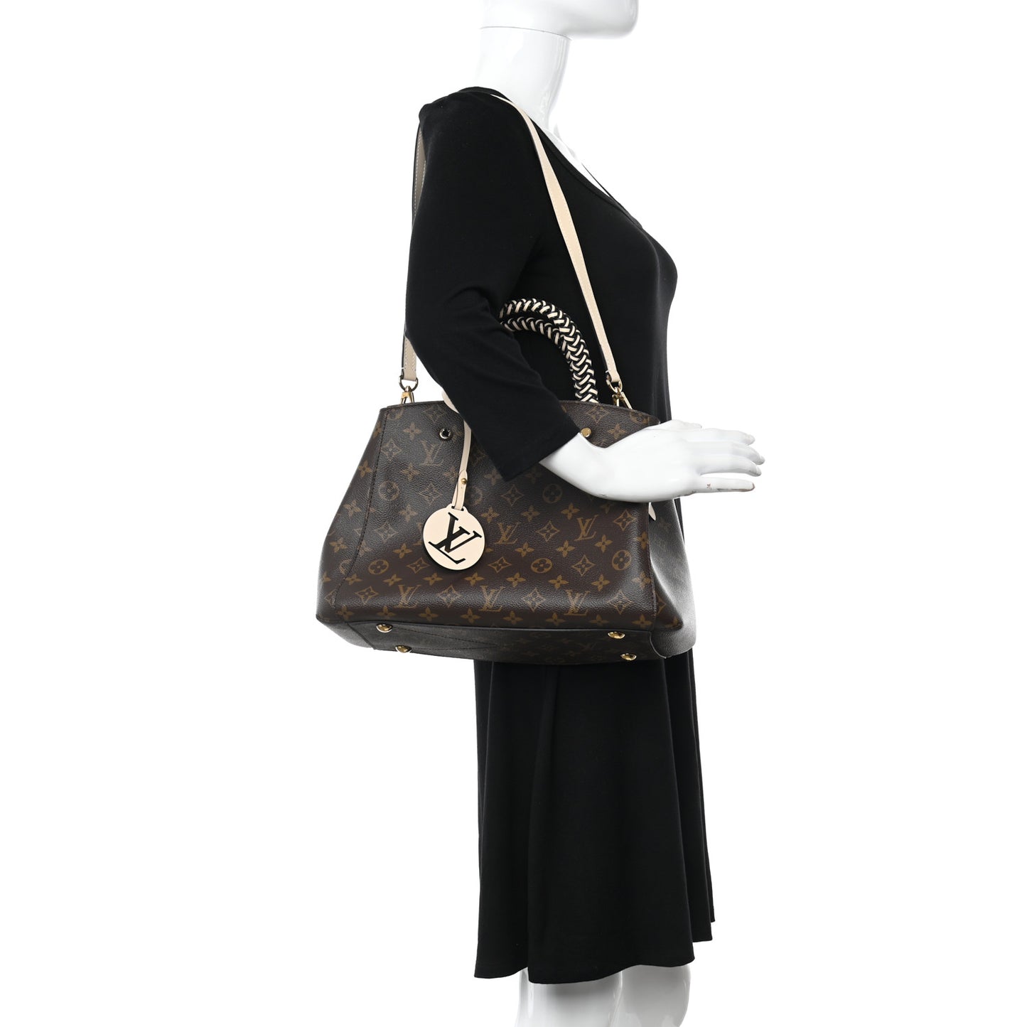 Monogram Braided Montaigne MM Creme Beige