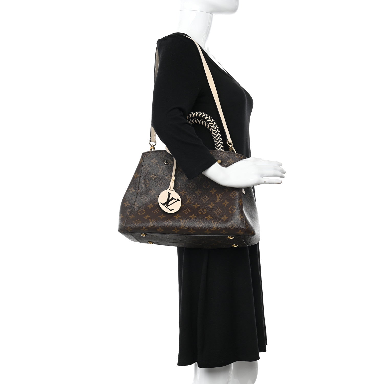 Louis Vuitton Monogram Braided Montaigne MM Creme Beige 1 of 9