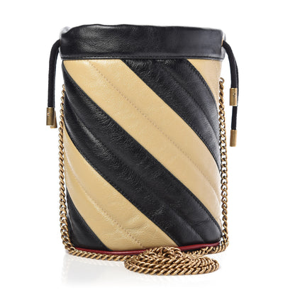 Gucci Azalea Calfskin Matelasse Diagonal Patchwork Mini Torchon GG Marmont 2.0 Bucket Bag Black Beige Romantic Cerise 3 of 8