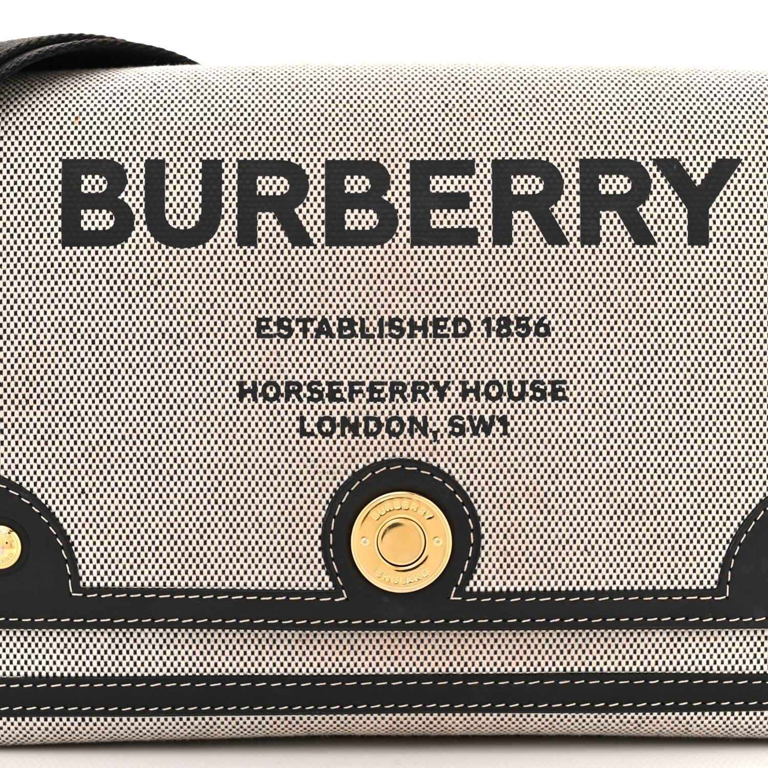 Burberry Canvas Horseferry Print Note Crossbody Bag Grey Black 8 of 13