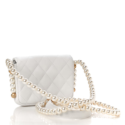 Chanel Calfskin Quilted About Pearls Card Holder Flap With Chain White 3 of 11