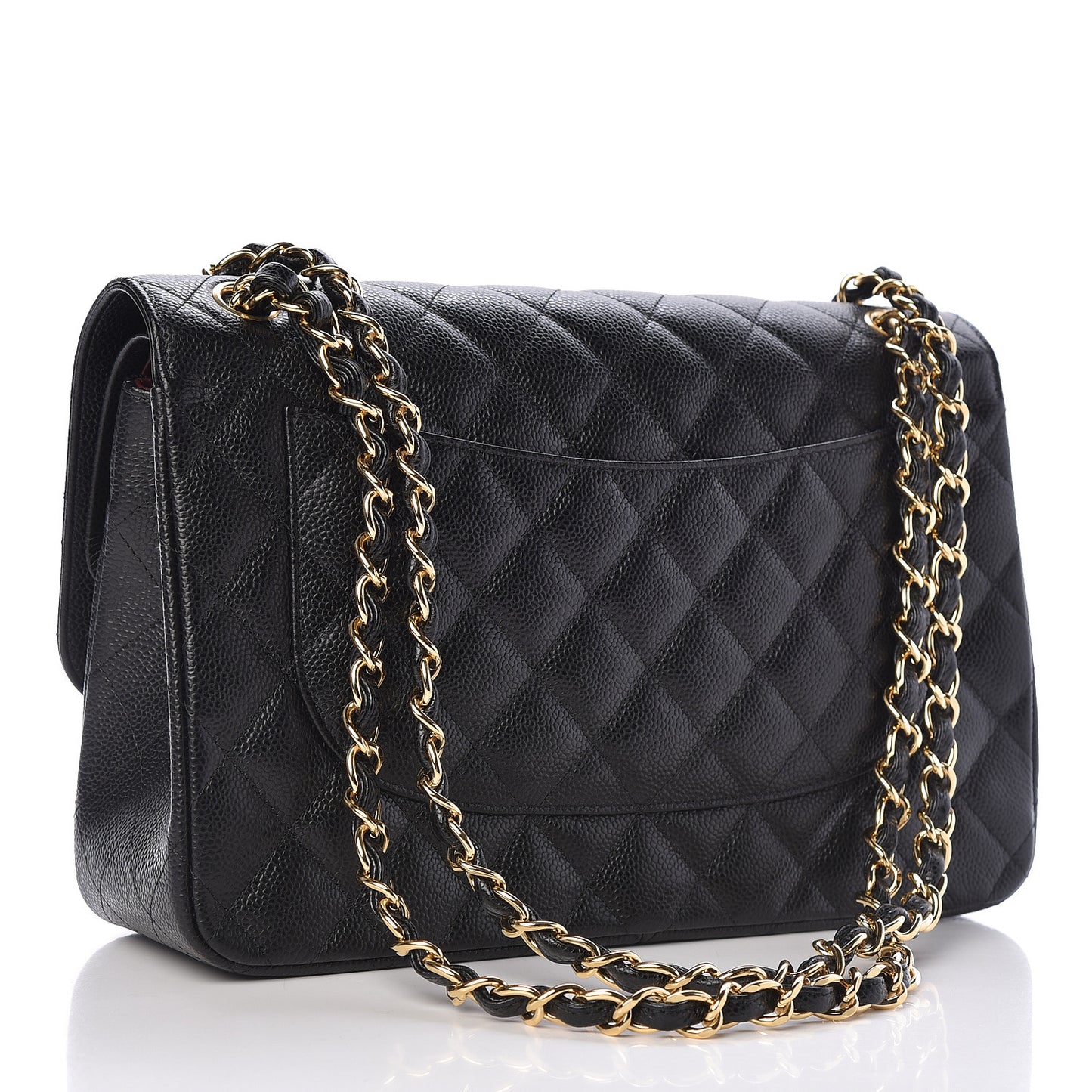 Caviar Quilted Jumbo Double Flap Black