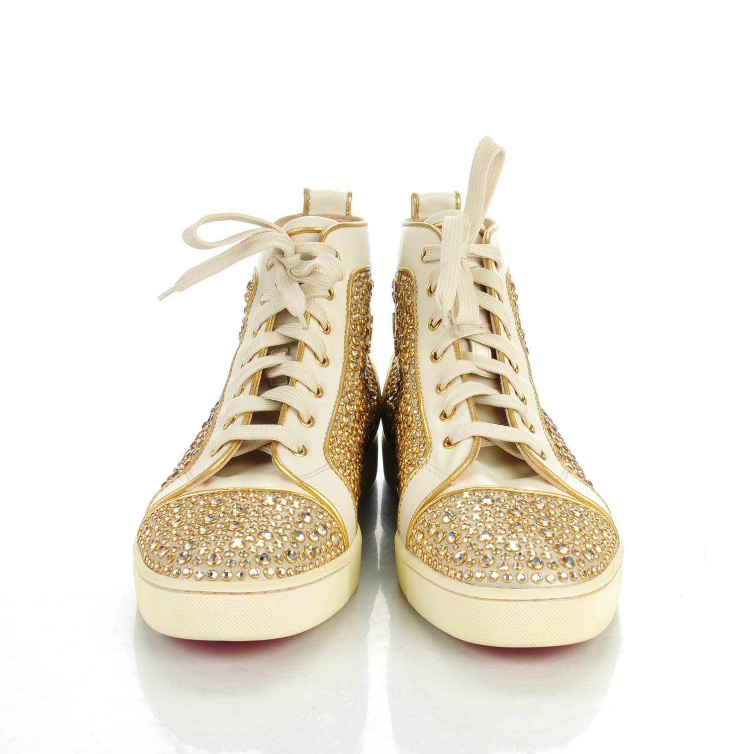 Christian Louboutin Mens Strass Louis Flat Sneakers 46.5 Off White Gold 2 of 8