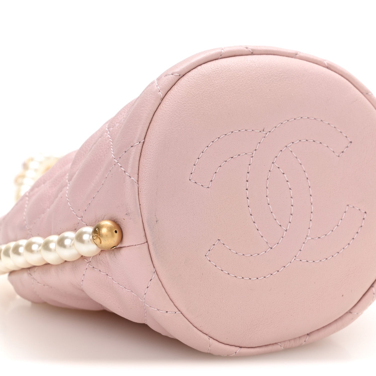 Chanel Calfskin Quilted Pearl Mini About Pearls Drawstring Bucket Light Pink 9 of 10