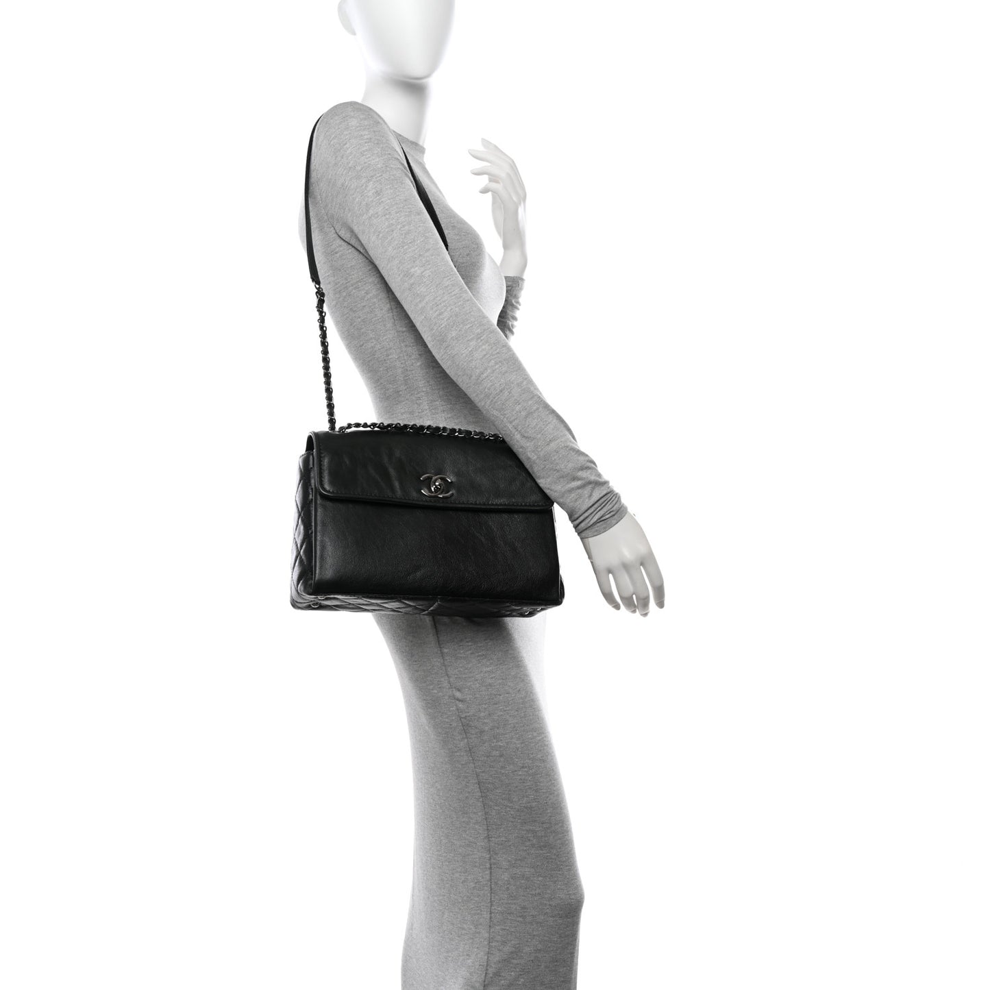 Calfskin Flap Bag Dark Green