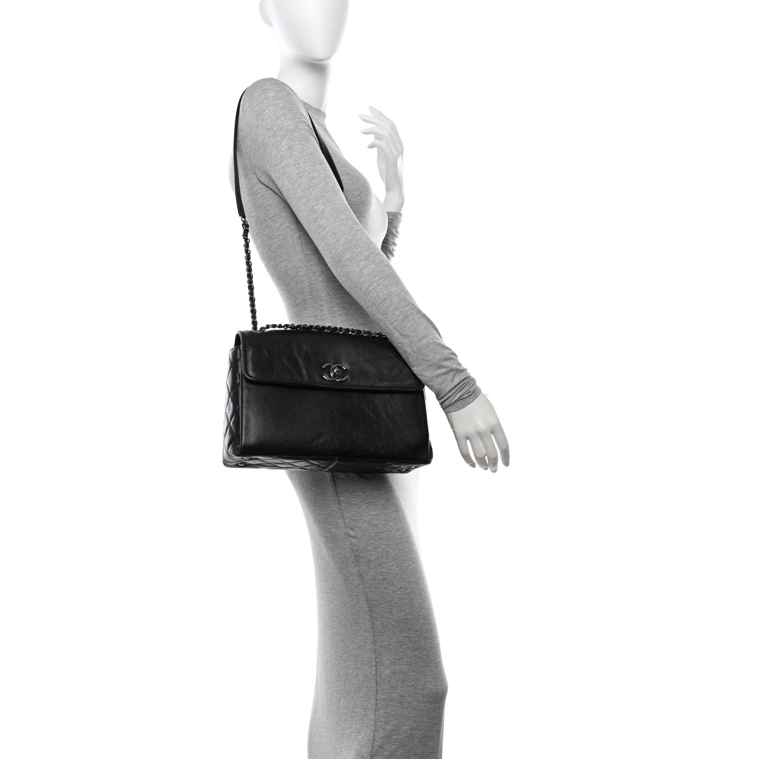 Chanel Calfskin Flap Bag Dark Green 2 of 12