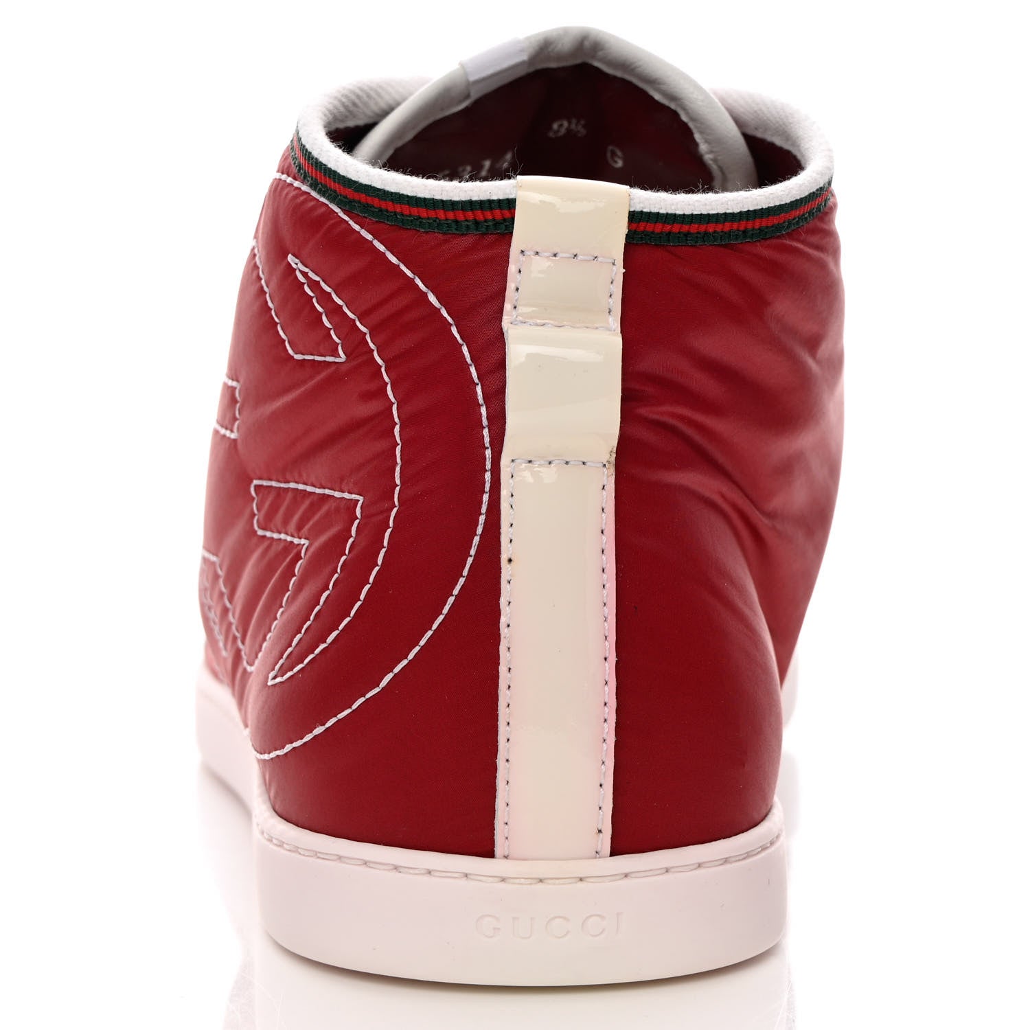 Gucci Nylon Calfskin Mens High Top Sneakers 8.5 Cerise 10 of 11
