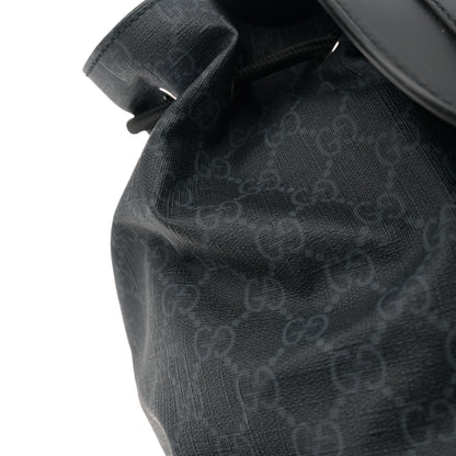 Gucci Soft GG Supreme Monogram Calfskin Web Double Buckle Backpack Black 12 of 13
