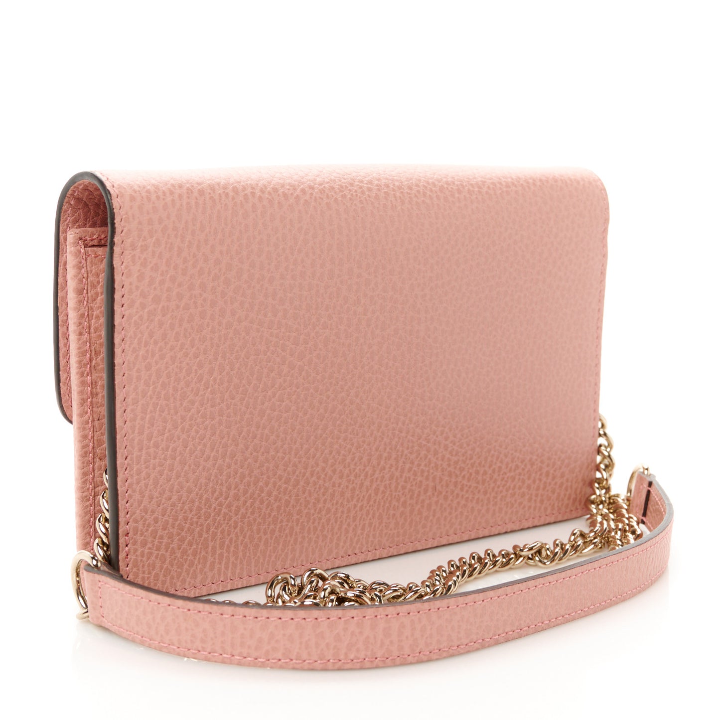 Dollar Calfskin Interlocking G Chain Wallet Soft Pink