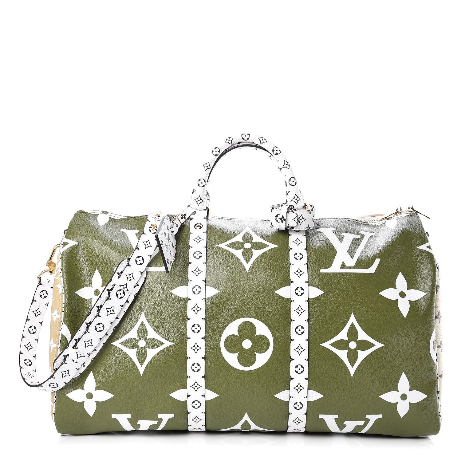 Louis Vuitton Monogram Giant Keepall Bandouliere 50 Kaki Beige 1 of 10