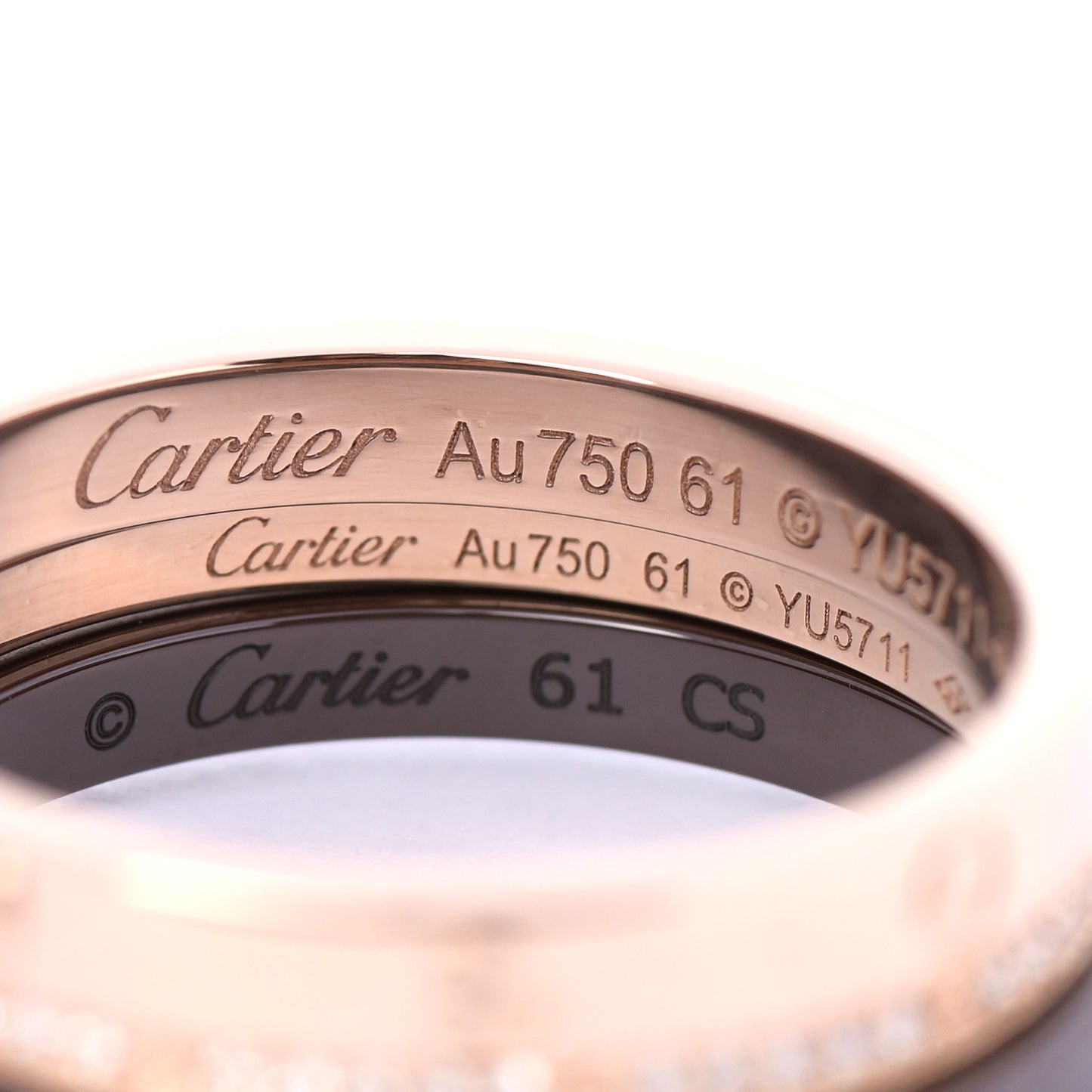 18K Pink Gold Diamond Ceramic LOVE Ring Set 61 9.5