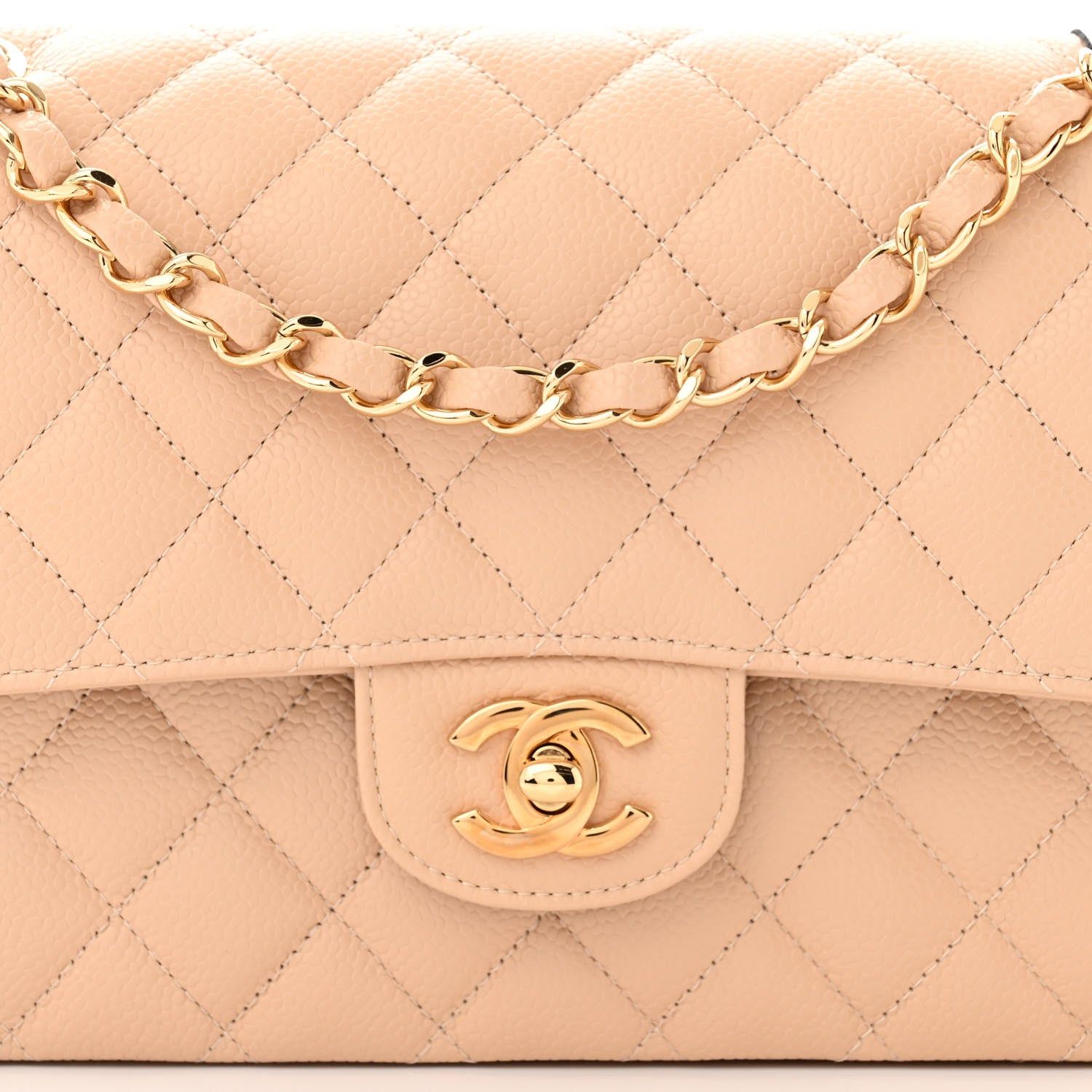 Chanel Caviar Quilted Medium Double Flap Beige 8 of 11