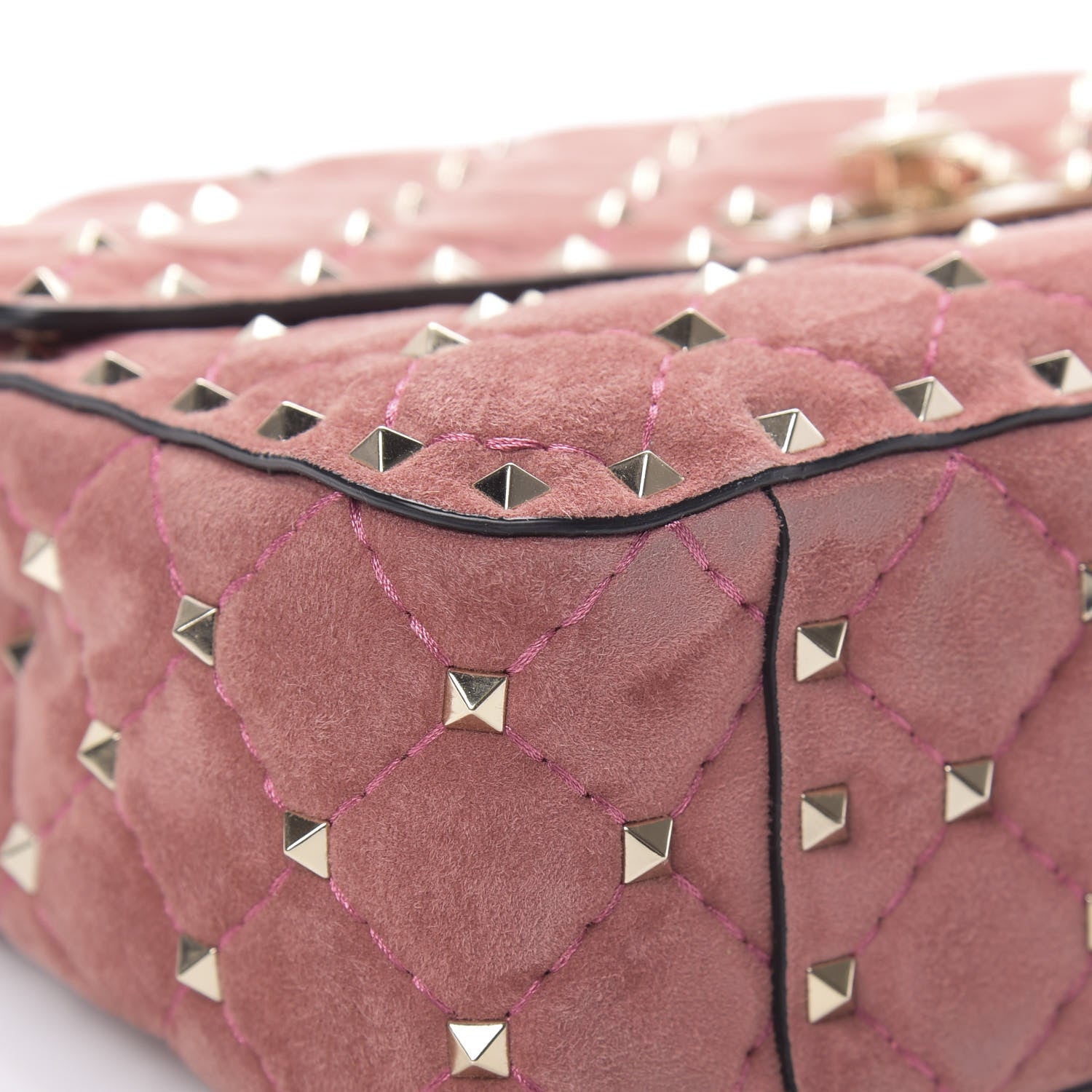 Valentino Garavani Suede Medium Rockstud Spike Shoulder Bag Antico Rosa 8 of 12