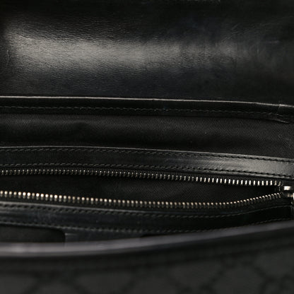 Gucci Monogram Studded Bamboo Bullet Satchel Black 10 of 16