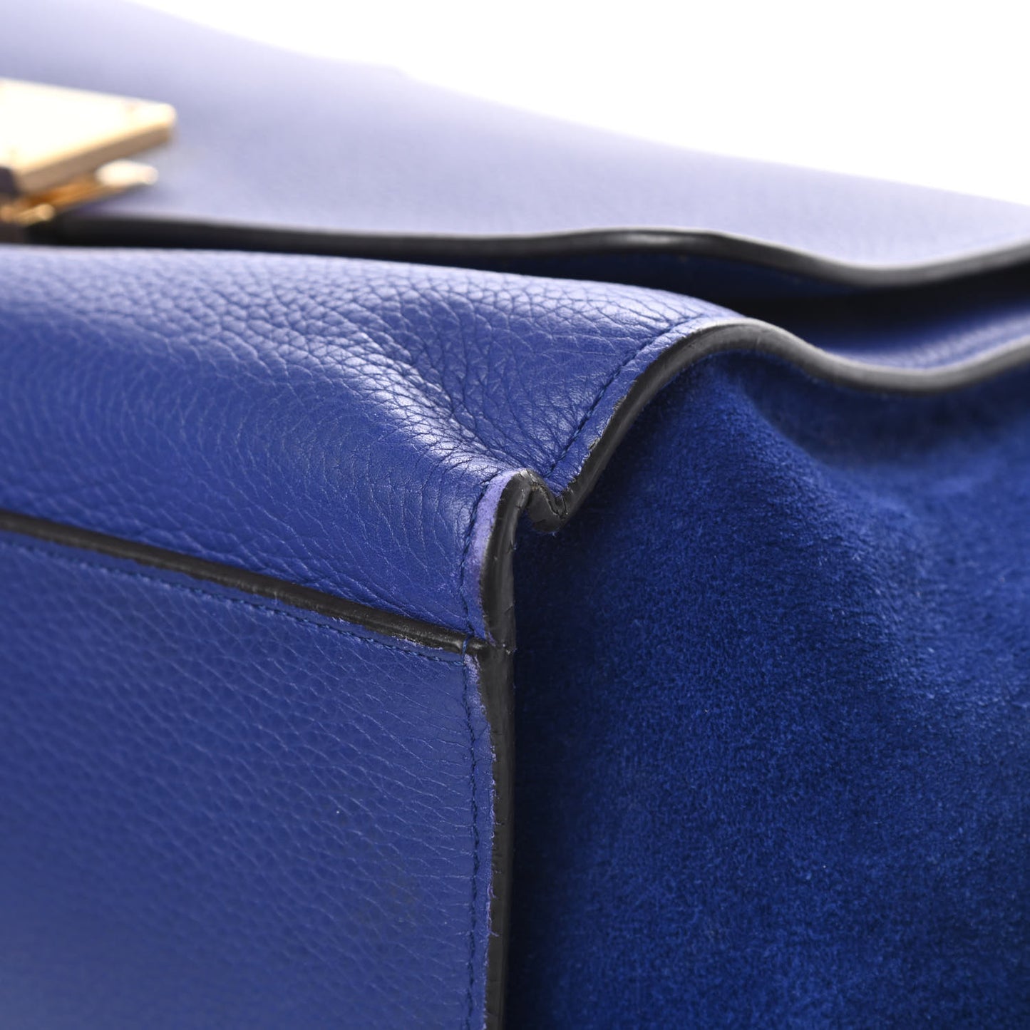 Drummed Calfskin Suede Small Trapeze Indigo