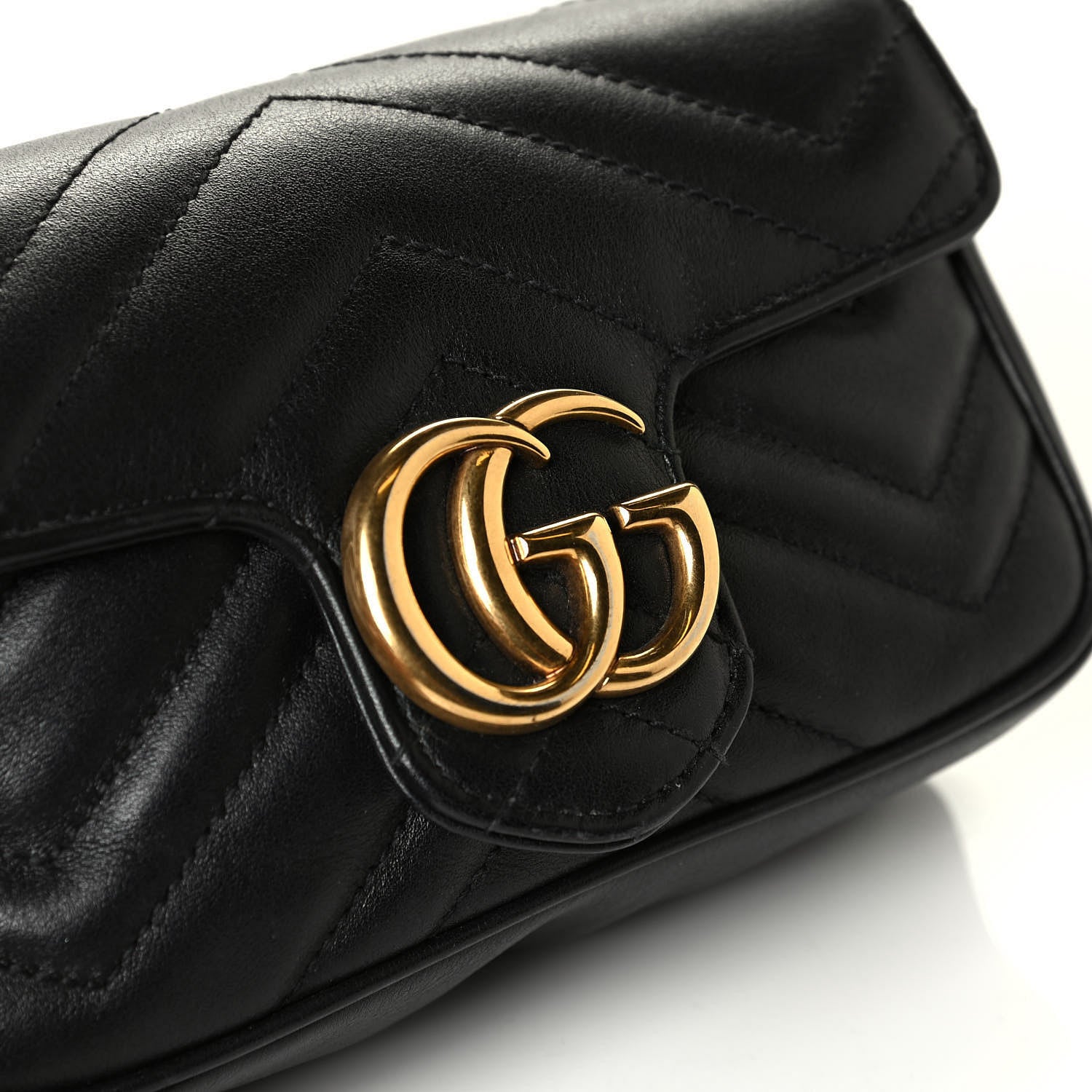 Gucci Calfskin Matelasse Super Mini GG Marmont Shoulder Bag Black 8 of 8