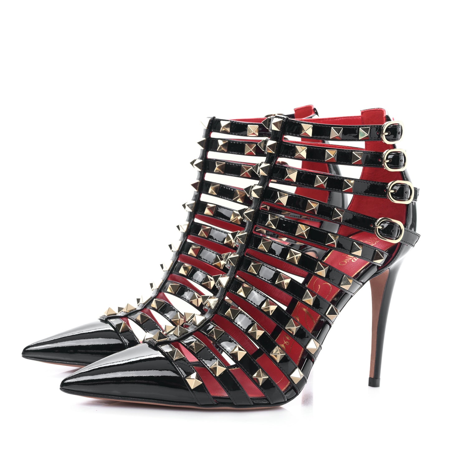 Patent Rockstud Alcove Cage 100mm Booties 39 Black
