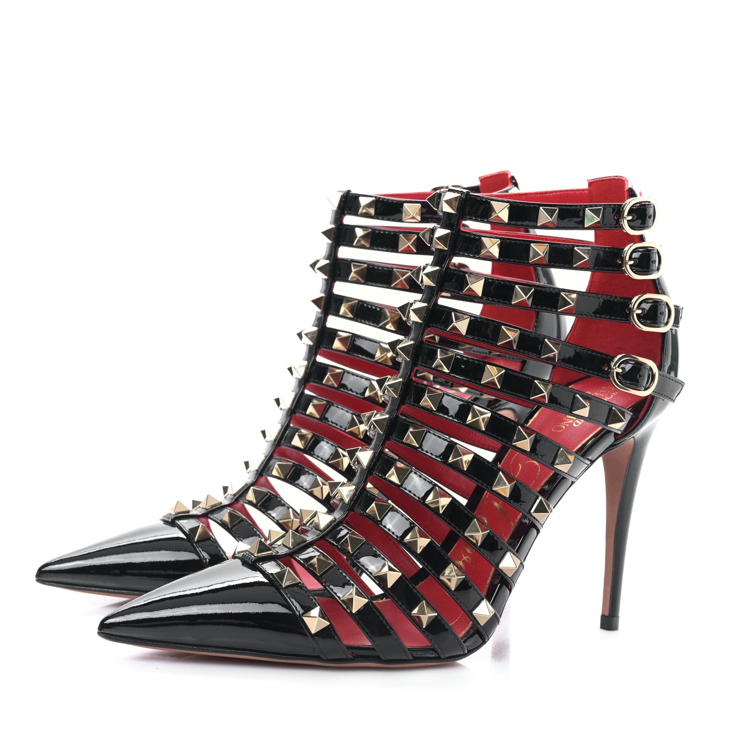 Valentino Garavani Patent Rockstud Alcove Cage 100mm Booties 39 Black 3 of 7