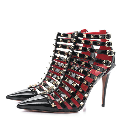 Valentino Garavani Patent Rockstud Alcove Cage 100mm Booties 39 Black 3 of 7