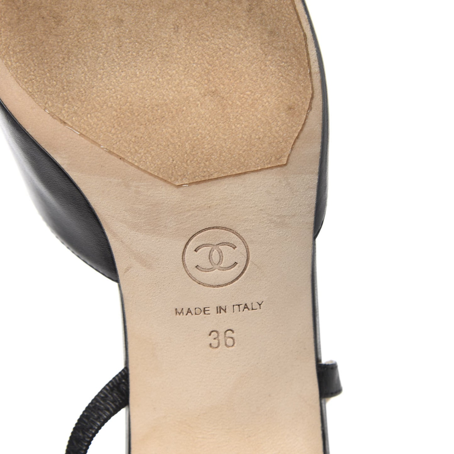 Goatskin Grosgrain Cap Toe CC Slingback Sandals 36 Black