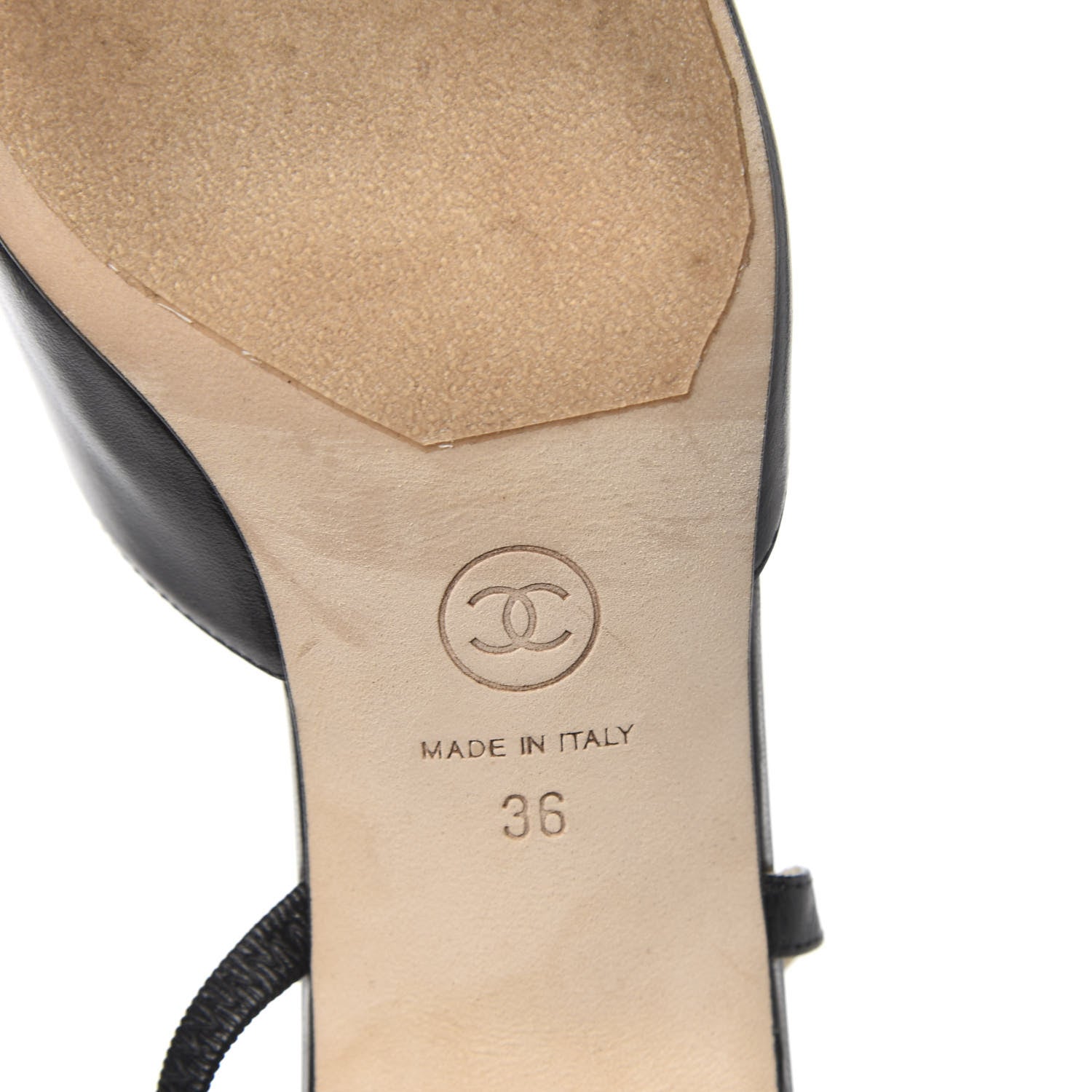Chanel Goatskin Grosgrain Cap Toe CC Slingback Sandals 36 Black 6 of 8