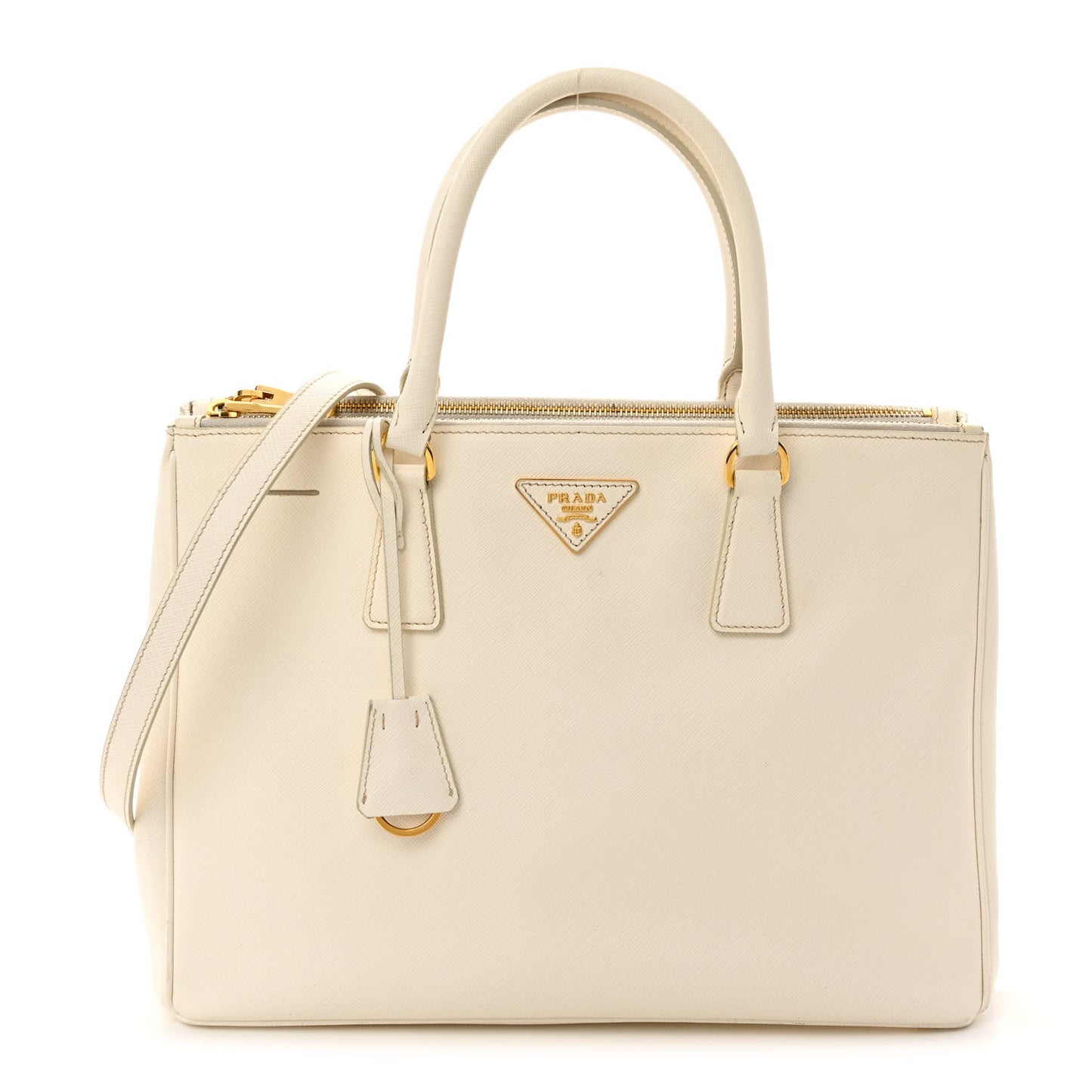 Saffiano Medium Galleria Double Zip Tote Talco
