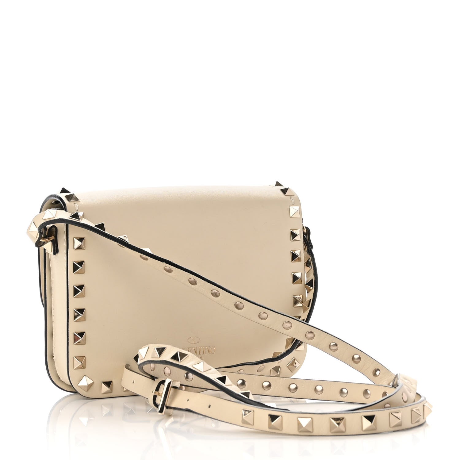 Valentino Garavani Vitello Rockstud Flap Crossbody Bag Light Ivory 2 of 8