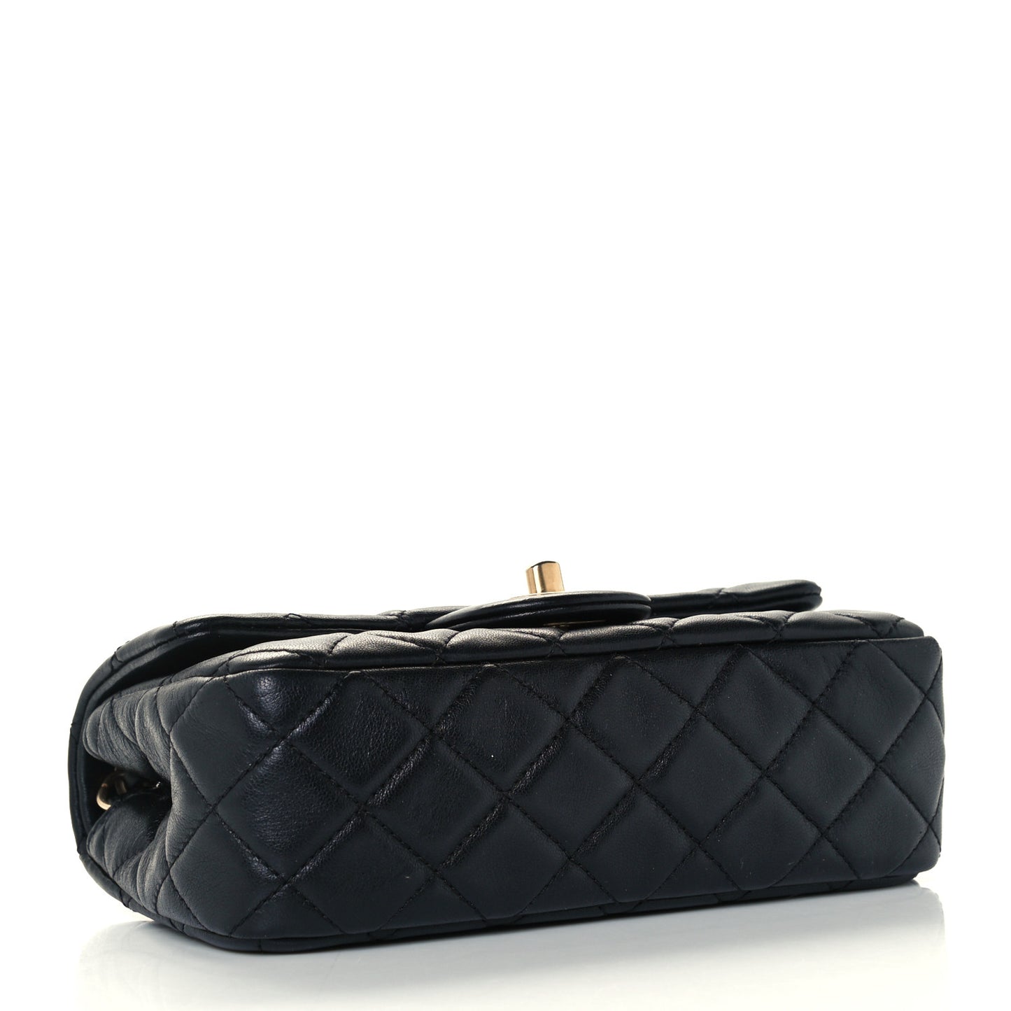 Lambskin Quilted Mini Rectangular Pearl Crush Flap Black