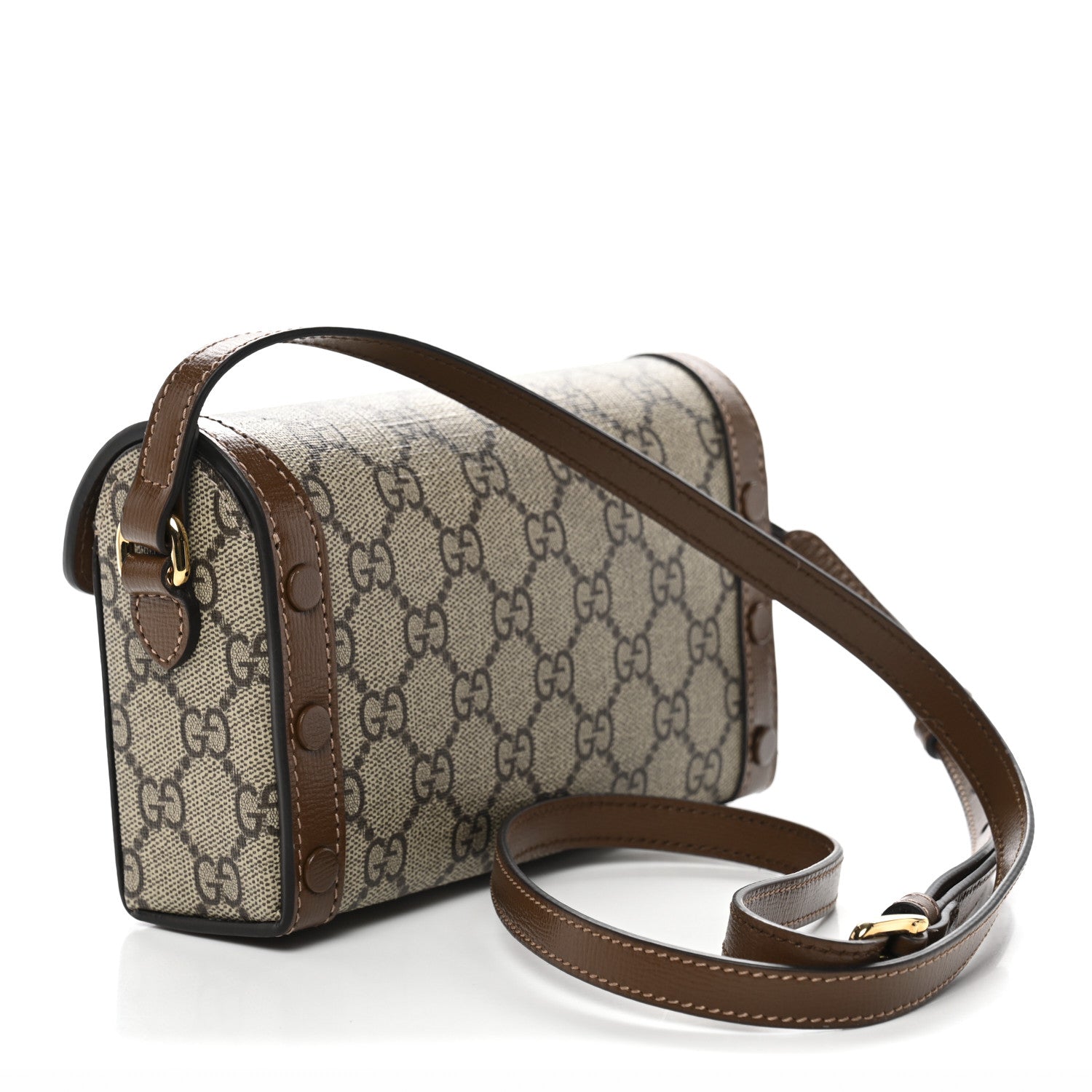 Gucci GG Supreme Monogram Mini Horsebit 1955 Shoulder Bag Beige Brown Sugar 3 of 15